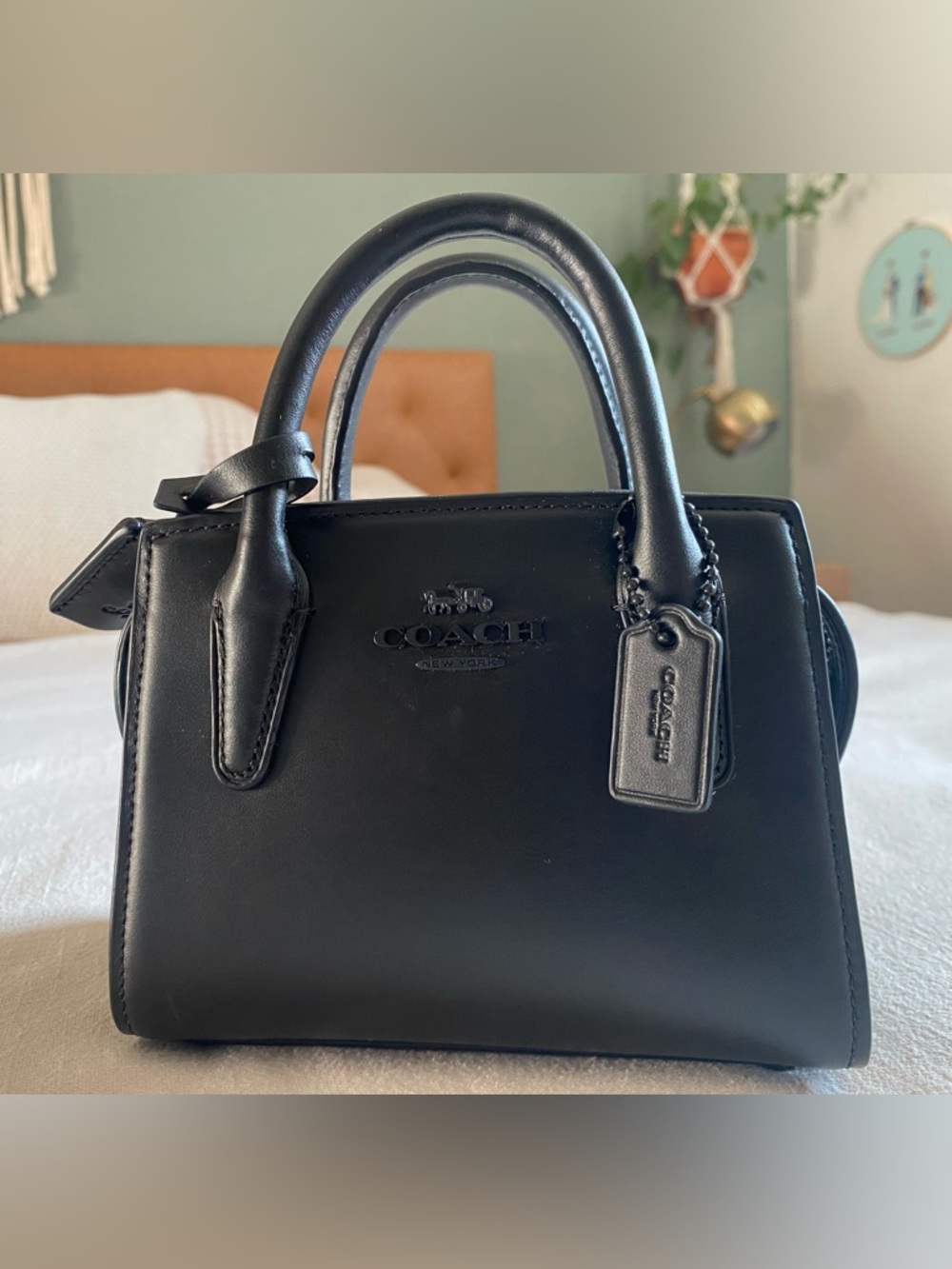 Coach Black Smooth Leather Mini Satchel